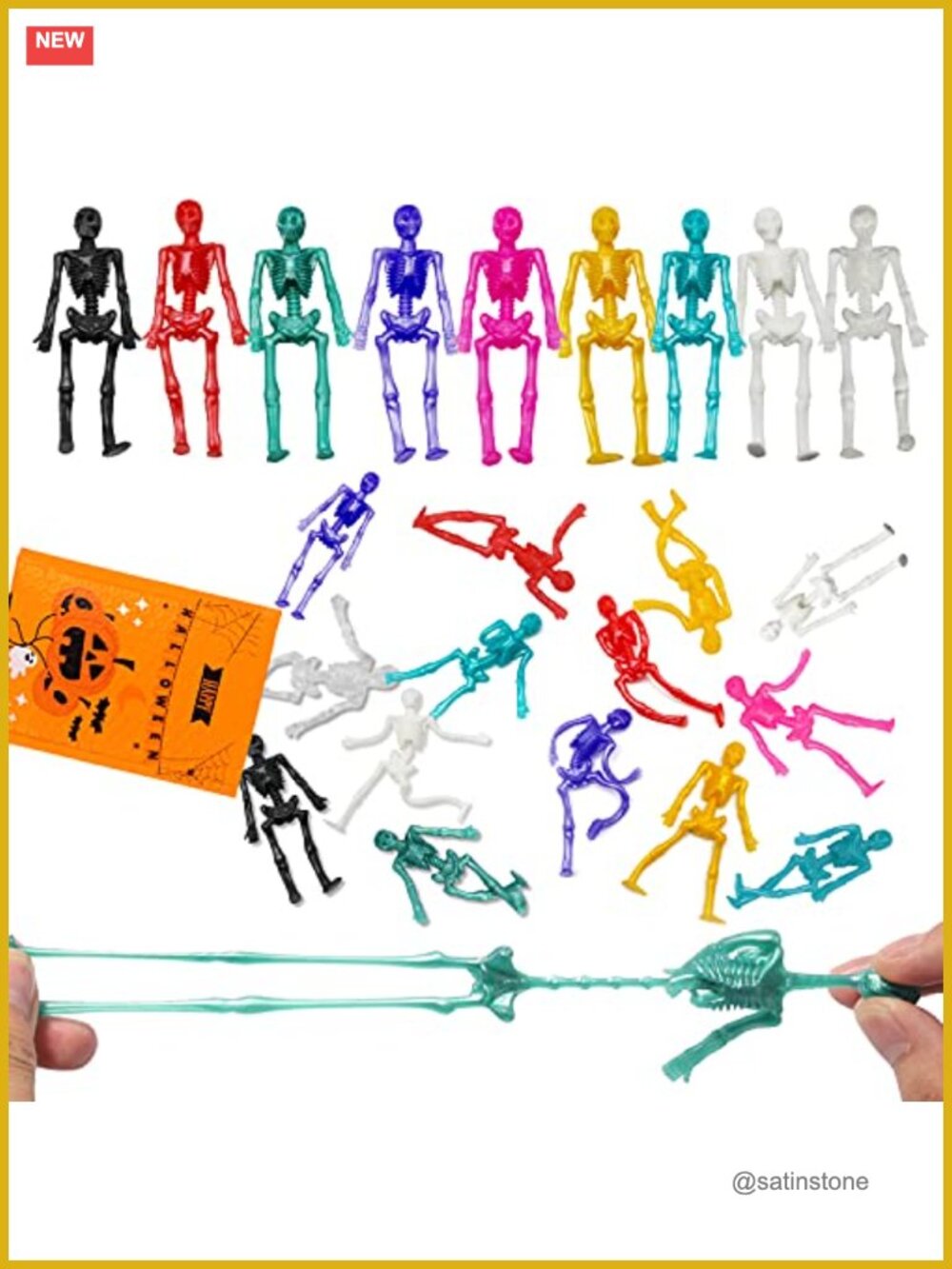 JOICEE 24-Pack Halloween Stretchy Skeleton Squishy Toys TPR Party Favors